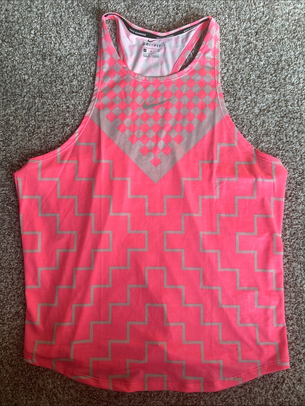 Nike Hot Pink Geometric Dri-FIT Tank Top Medium NWT